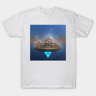 Fractal Floating City at Sunset T-Shirt